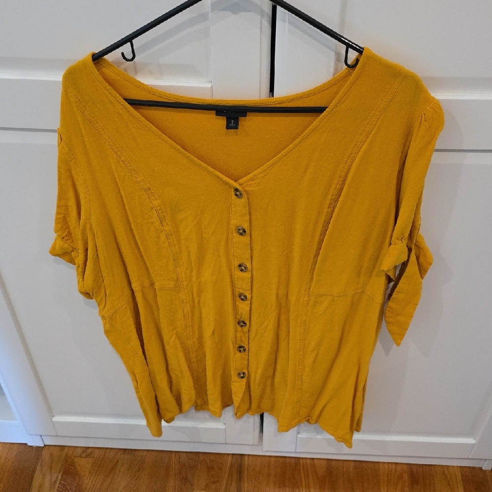 Yellow Button-Up Blouse